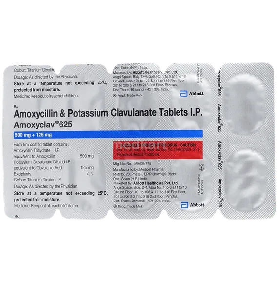 amoxyclav 625mg tablet 10's